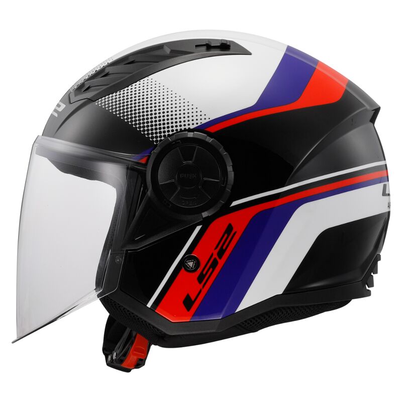 Casco Jet LS2 Airflow II - Rush Bianco Blu Rosso - Lucido