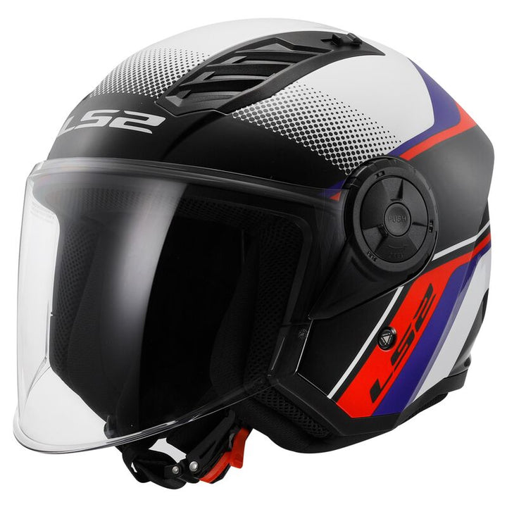 Casco Jet LS2 Airflow II - Rush Bianco Blu Rosso - Lucido