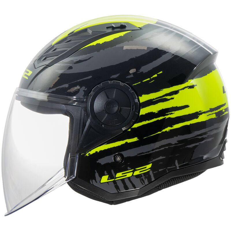 Casco Jet LS2 Airflow II - Brush Nero H-V Giallo - Lucido