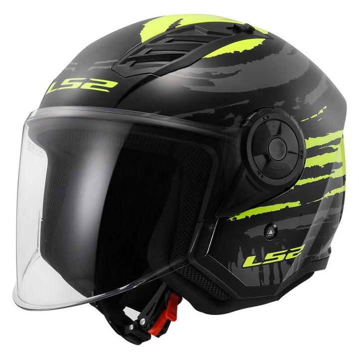 Casco Jet LS2 Airflow II - Brush Nero H-V Giallo - Lucido