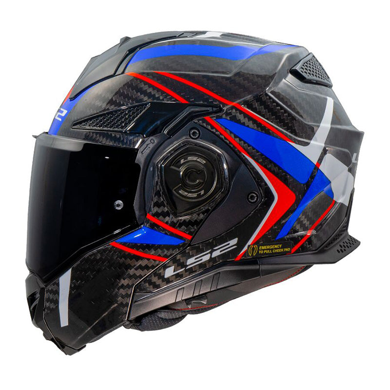 Casco Modulare LS2 - Advant x Carbon Future II Gloss White Blu Red