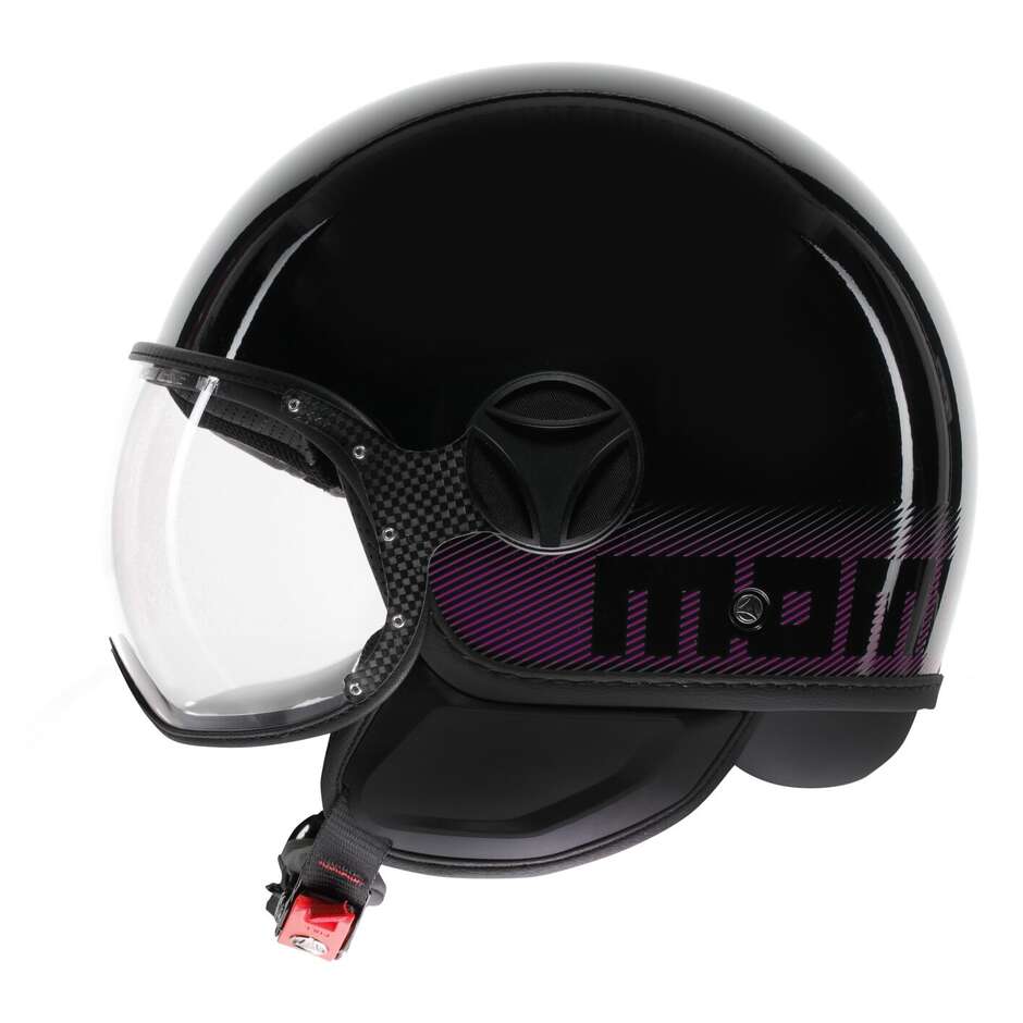 Casco Jet MomoDesign - Fgtr Classic - Stripes Nero Fucsia