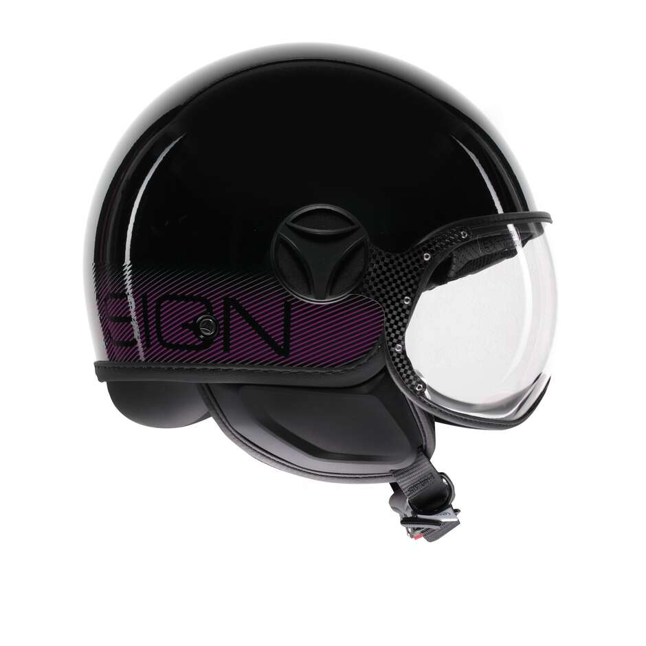 Casco Jet MomoDesign - Fgtr Classic - Stripes Nero Fucsia