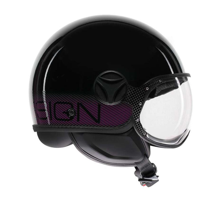 Casco Jet MomoDesign - Fgtr Classic - Stripes Nero Fucsia