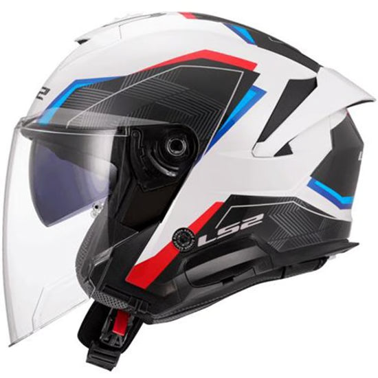 Casco Jet LS2 Verso II - Air Bianco Blu Rosso