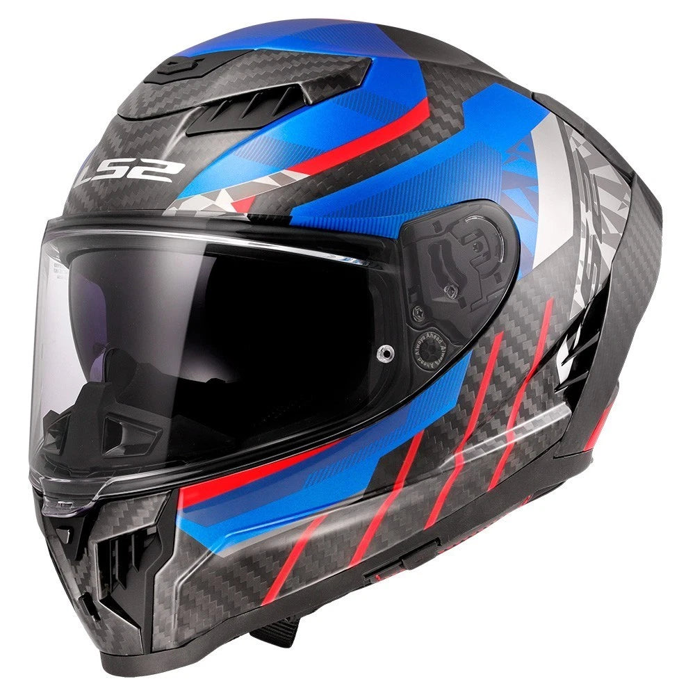 Casco Integrale LS2 - Dragon Trax Blu Rosso Carbon