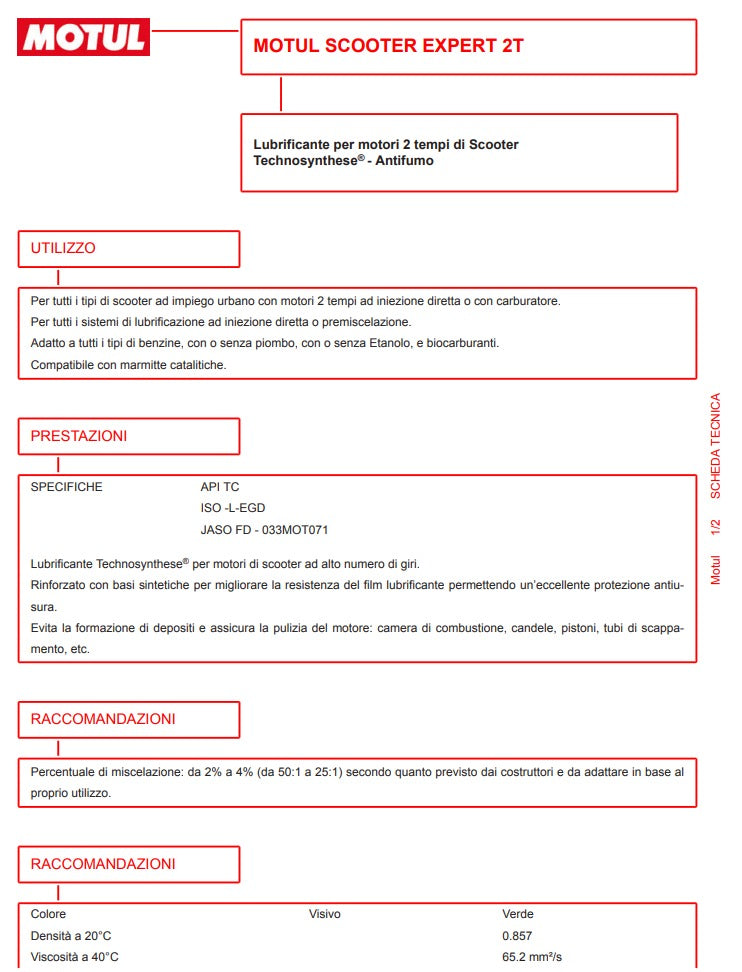 Olio motori SCOOTER EXPERT 2T 1L - Motul
