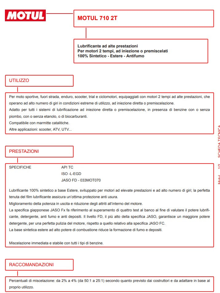 Olio motori 710 2T 1L - Motul