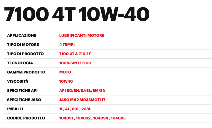 Olio motori 7100 4T 10W40 - Motul 1L