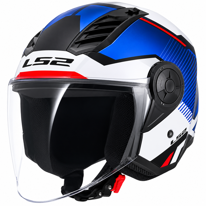 Casco Jet LS2 Airflow II - Solar Bianco Blu Rosso