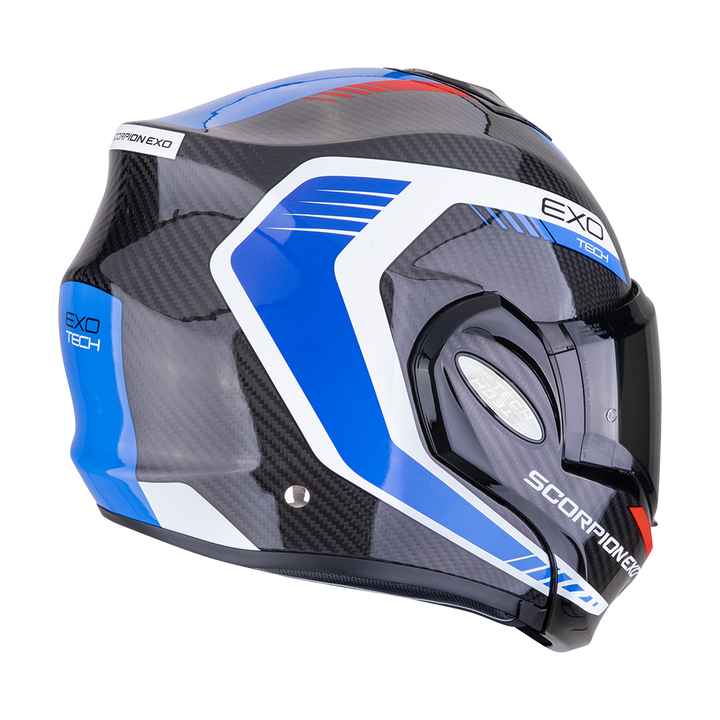 Casco Modulare Scorpion - Exo Tech Evo Carbon Cosy Nero-Blu-Rosso
