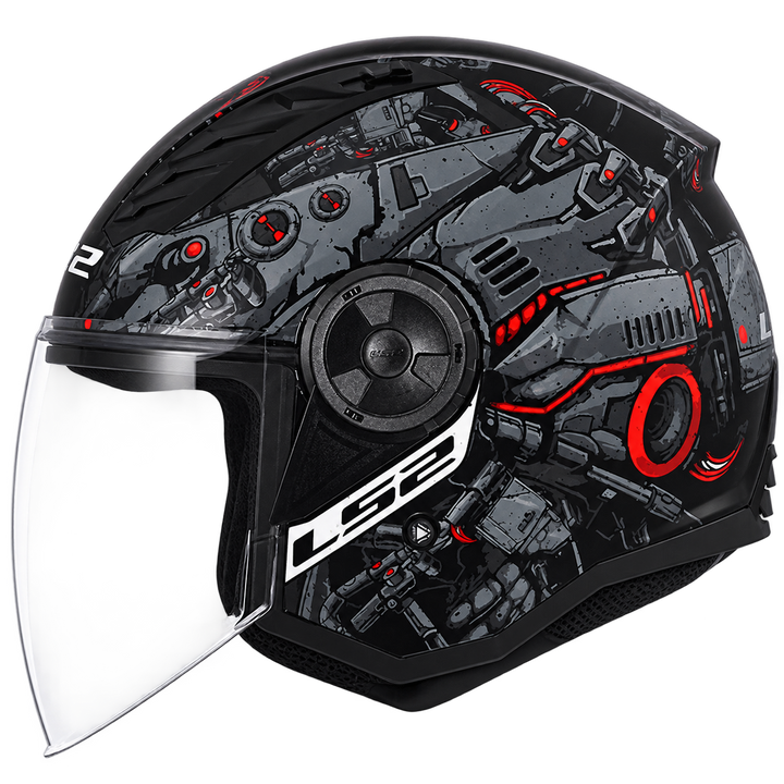 Casco Jet LS2 Airflow II - Creatur Grigio Rosso