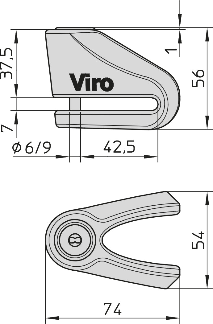 Antifurto Bloccadisco VIRO art. 166.9 - NEW HARDENED Ø 9 mm Acciaio cementato