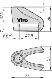 Antifurto Bloccadisco VIRO art. 166.9 - NEW HARDENED Ø 9 mm Acciaio cementato