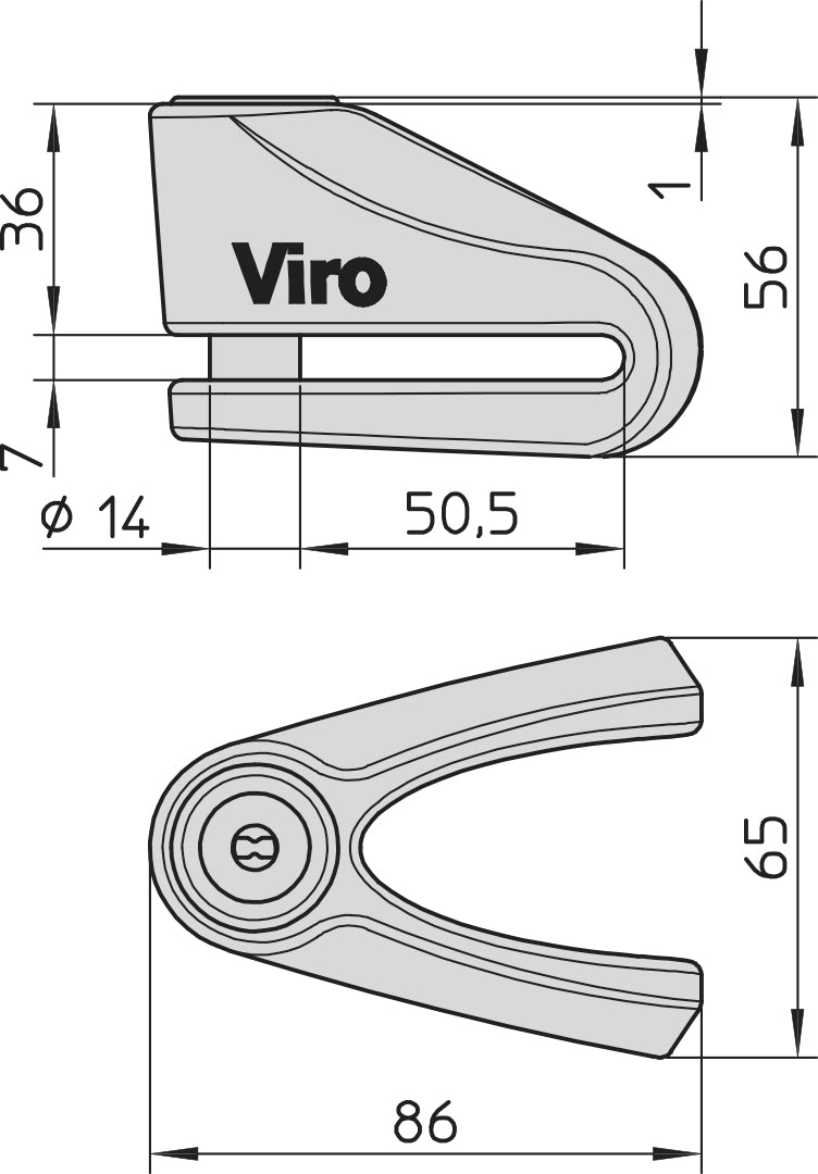 Antifurto Bloccadisco VIRO art. 167 - NEW HARDENED Ø 14 mm Acciaio cementato