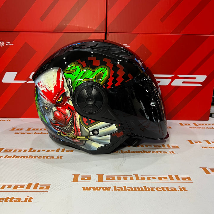 Casco Jet LS2 Airflow II Con Grafica - Visiera Nera