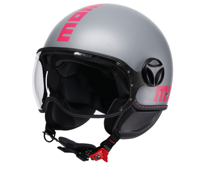 Casco Jet MomoDesign - Fgtr Classic - Mono Opaco Grigio-Fucsia Fluo