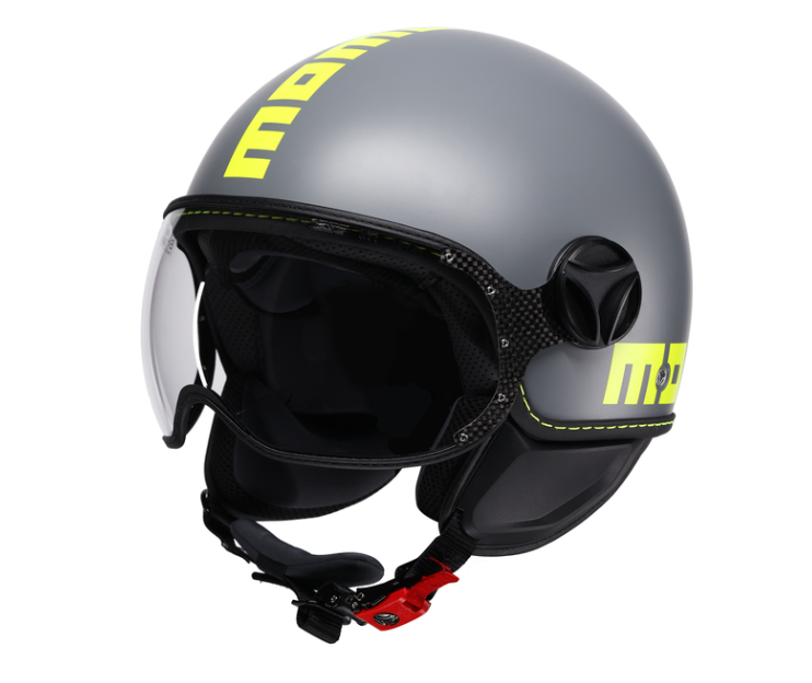 Casco Jet MomoDesign - Fgtr Classic - Mono Opaco Grigio-Giallo Fluo