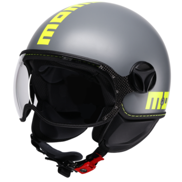 Casco Jet MomoDesign - Fgtr Classic - Mono Opaco Grigio - Giallo Fluo