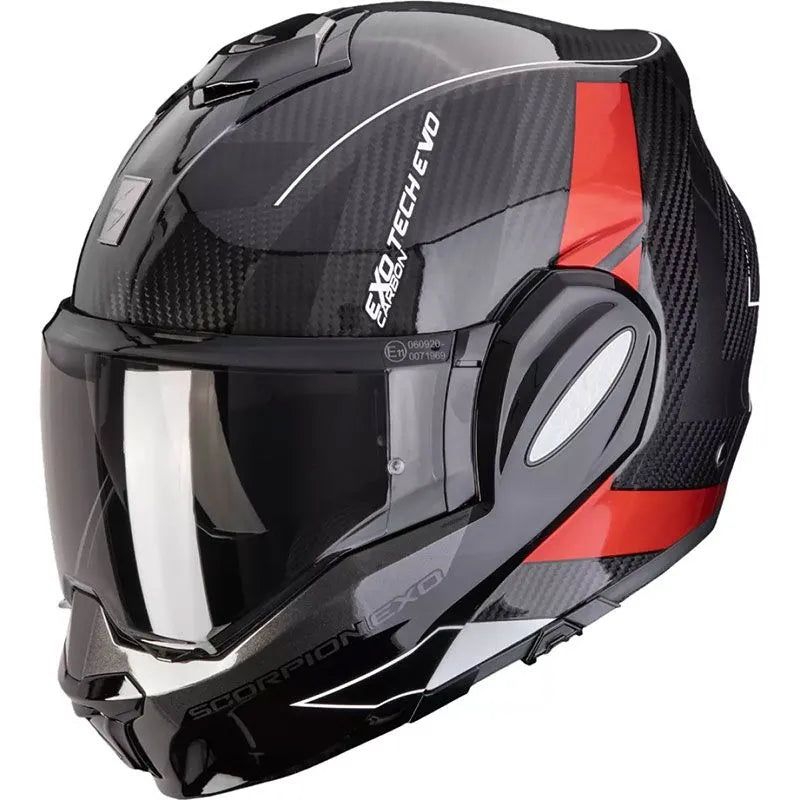 Casco Modulare Scorpion - Exo Tech Evo Carbon Cad Nero-Rosso