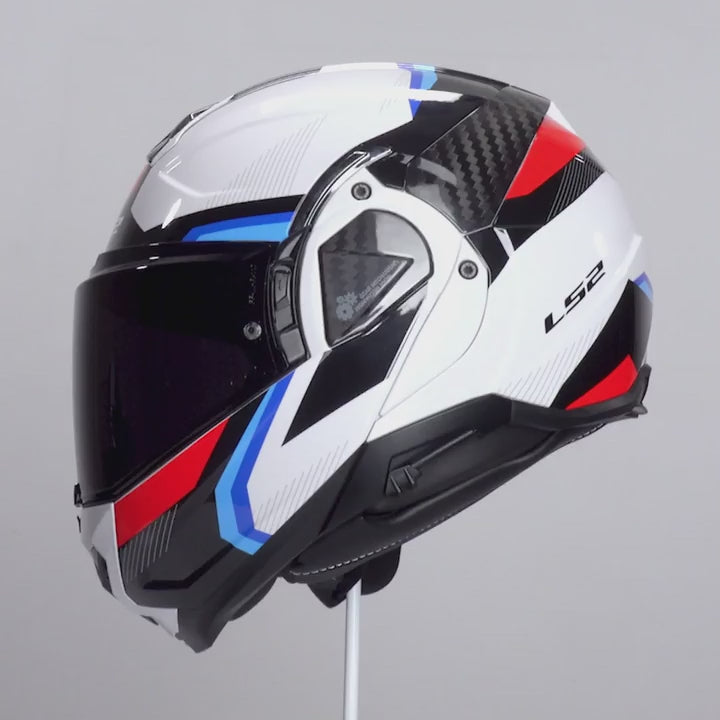 Casco Modulare LS2 Advant II - Triple Bianco-Blu-Rosso
