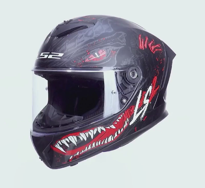Casco Integrale LS2 Rapid III - Kaiju- Nero Rosso Bianco Opaco