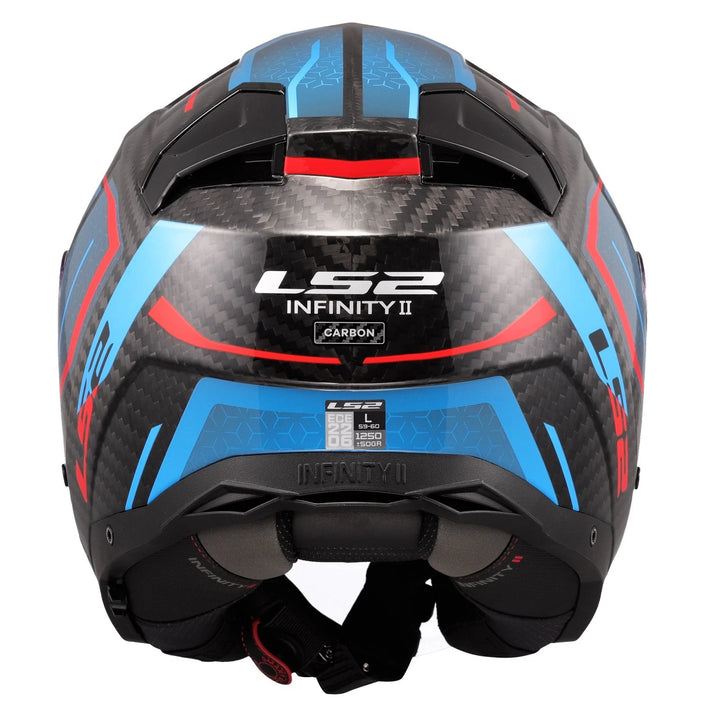 Casco Jet LS2 Infinity II - Carbon Urus Blu-Rosso Lucido