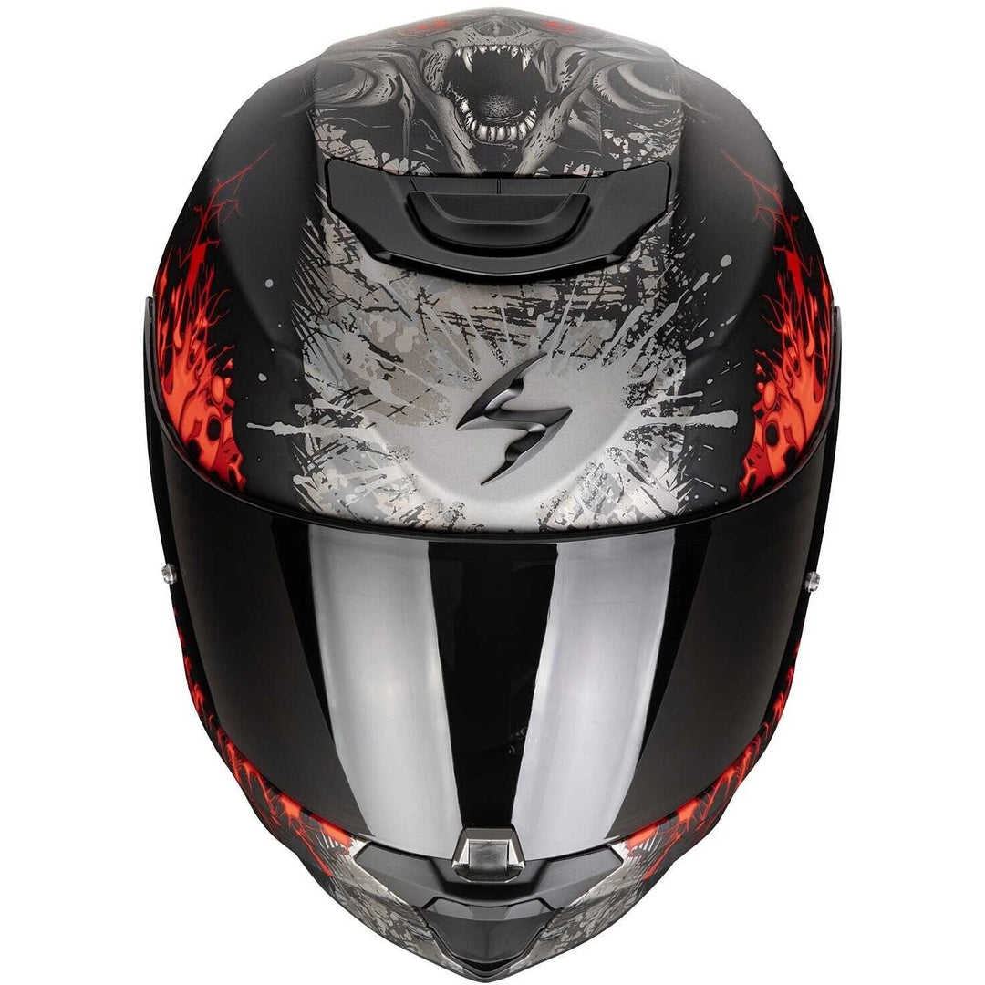 Casco Integrale Scorpion - Exo-391 Wolf Nero-Argento-Rosso